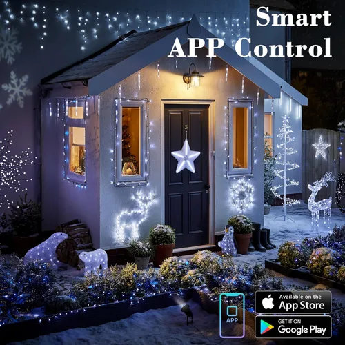 Vista 3 de BrizLabs - Tira de luces de Navidad que cambian de color, 262 pies de largo, 800 luces LED, control remoto, 11 modos de iluminación, blanco frío
