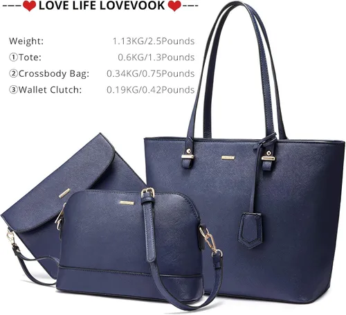 Vista 8 de LOVEVOOK Monederos y bolsos para mujer bolsas de mano de moda bolsa de hombro asa superior juego de 3 piezas