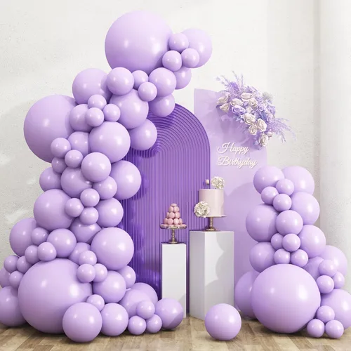 Vista 28 de RUBFAC 135 globos de color rosa bebé de diferentes tamaños de 18, 12, 10 y 5 pulgadas, para arco de guirnalda, globos de látex rosa pastel claro