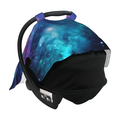 Vista 4 de Baby Car Seat Canopy Cover for Mom, Soft Breathable Nursing Breastfeeding Covers Multi Use Stroller Sun Shade Newborn Shower Gift，Cool Star River
