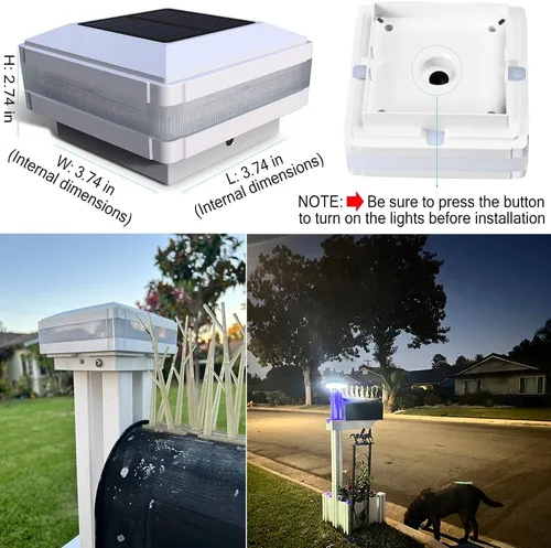 Vista 3 de FVTLED Luces solares para exteriores, luz solar para poste para postes de madera de 4 x 4, 5 x 5, 6 x 6 pulgadas, IP65 impermeable de alto brillo