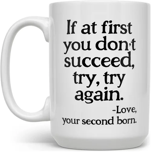 Vista 4 de Funny Sarcastic Gag Coffee Mug for Parents Mom Dad Birthday, If at First You Don't Succeed Cup from Daughter Son (11oz)