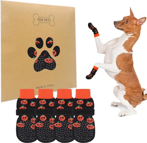 Vista 15 de BEAUTYZOO Calcetines antideslizantes para perros pequeños, medianos y grandes, protector de patas de perro con agarre para suelos de madera dura