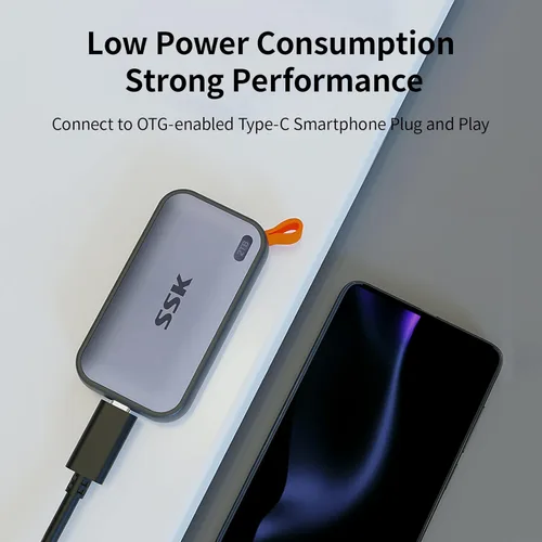 Vista 3 de SSK Unidades de estado sólido externas SSD portátiles de 2 TB, hasta 1050 MB/s USB C SSD Disco duro externo USB 3.2 Gen2 para iPhone 15/Pro