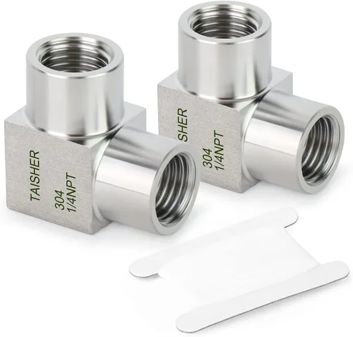 Vista 17 de TAISHER 2 Uds 304 acero inoxidable 90 grados Barstock Street codo, 1/2 pulgada NPT hembra tubo a 1/2 pulgada NPT hembra 304 montaje de tubería