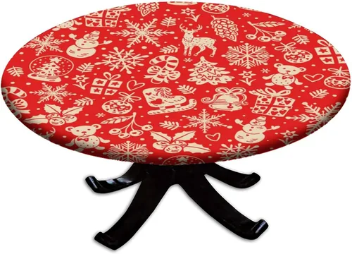 Vista 6 de Mantel redondo ajustable con hojas de arce otoñal, borde elástico, para exteriores e interiores, picnic, patio, decoración de fiesta de cabaña, se