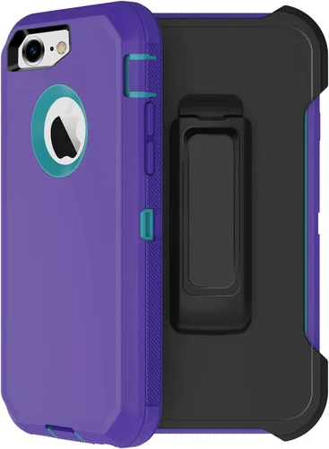 Vista 26 de Annymall - Funda para iPhone 8 y iPhone 7, resistente, con función atril, protector de pantalla integrado, 4 en 1, fuerte y resistente a prueba