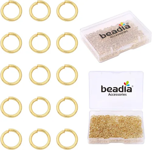 Vista 21 de BEADIA Anillos de salto chapados en oro de 14 quilates sin decoloración de 3 mm, 1200 piezas para hacer joyas