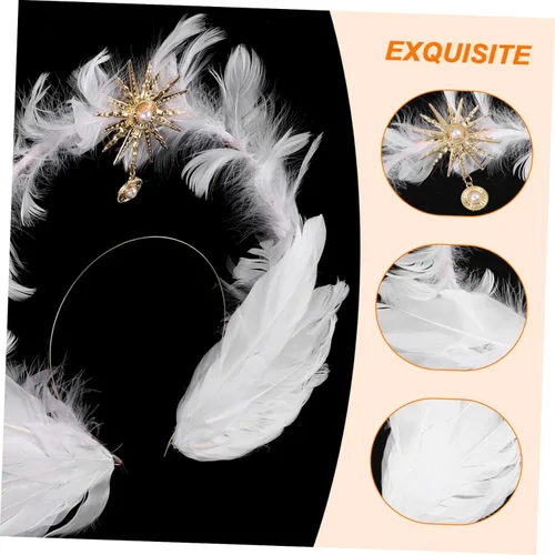 Vista 5 de Beaupretty 1 diadema con halo de Nuestra Señora para decoración de Halloween, bufanda para la cabeza, diadema de boda para novia, cumpleaños