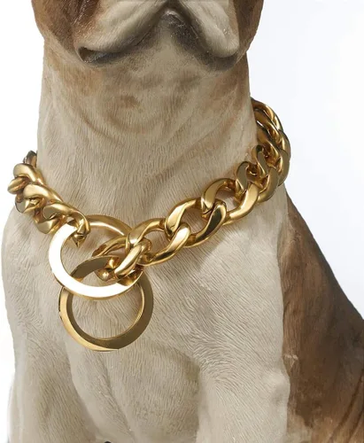 Collar dorado para perro, cadena NK P, resistente, acero inoxidable, collar de entrenamiento para caminar, para perros pequeños, medianos y grandes,