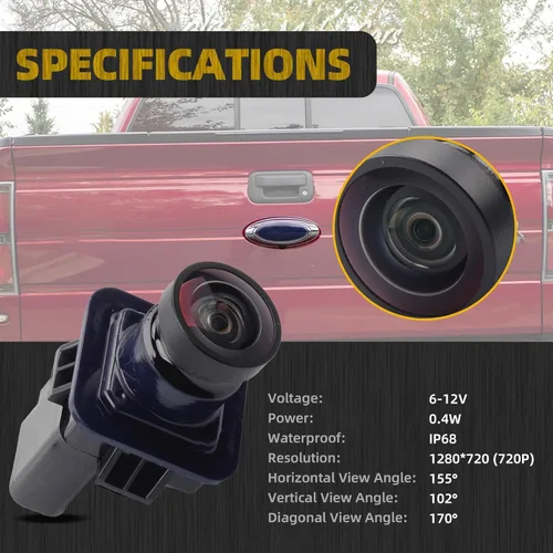 Vista 3 de Cámara de respaldo Dasbecan Compatible con Ford F150 2010-2014 Mustang 2015-2020 Lincoln MKC 2015-2019 Cámara de visión trasera para asistencia