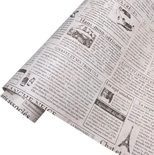 LovingWay Rollo de papel tapiz de 14.7 pies para gabinete de periódico inglés vintage, 177 x 17.7 pulgadas, forro de cajón de estante autoadhesivo,