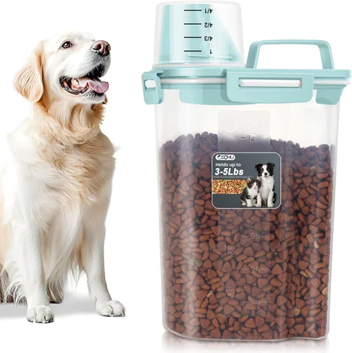 Recipiente de almacenamiento de alimentos con boquilla grande mejorada de 3 a 5 libras, sin BPA, hermético para almacenar alimentos para mascotas