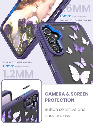 Vista 3 de Funda para Samsung Galaxy A14 5G con protector de pantalla de vidrio templado [2 unidades], [protección de grado militar], TPU suave y policarbonato