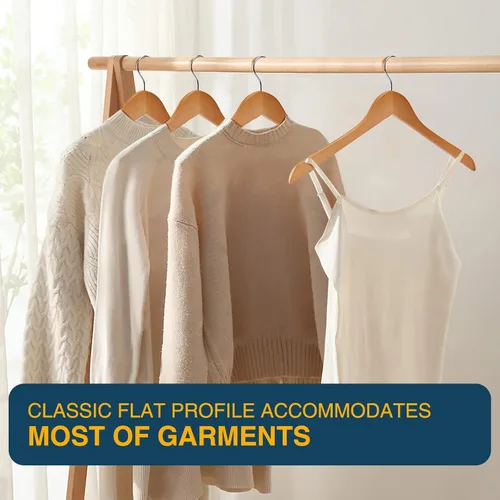 Vista 5 de Paquete de 20 perchas de madera resistentes para camisas, vestidos, abrigos y más (natural)