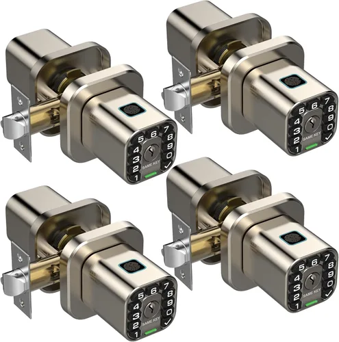 Vista 7 de Richelock - Perilla de puerta de huellas dactilares, cerradura de puerta biométrica inteligente con teclado, perilla de puerta de código de entrada
