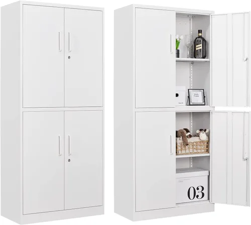 Vista 37 de 36" H Metal Garage Cabinet, 2 Doors Storage Cabinets, Steel Utility Tool Caninet, Short Locking Caninets with Adjustable Shelves, Black Lockable