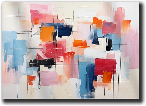 Negro y Multicolor, Impresión de Pintura en Colores Vibrantes, Arte Mural Abstracto Moderno, poster Prints, Wall Decor