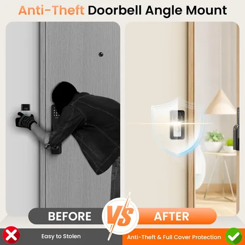 Vista 4 de Soporte para Timbre de Puerta Ring, Montura de Ángulo Antirrobo para Video Timbre para Apartamento con Ajustable de 50 a 130 Grados, Soporte