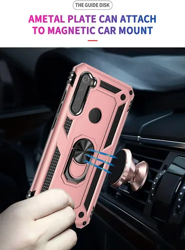 Vista 6 de Funda para Redmi Note 8 2019/2021 M1908C3JH con protector de pantalla de vidrio templado, [grado militar], soporte magnético para anillo