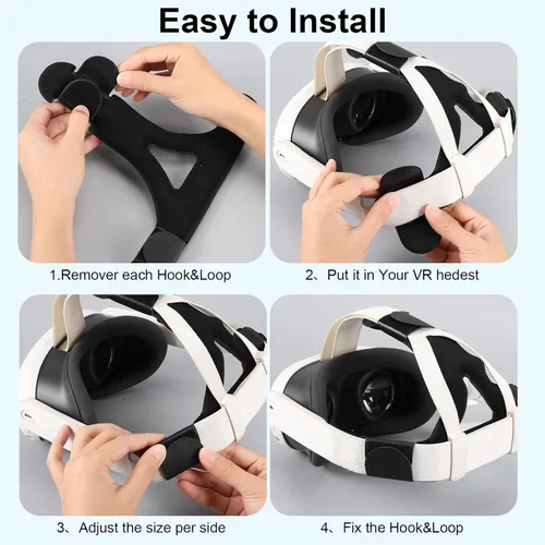 Vista 6 de Head Strap Pad for MetaOculu Quest 3 - Compatible with Quest 3 Headset Fixed Accessories Breathable PU Leather Pressure Reducing Head Cushion