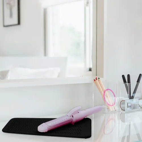 Vista 6 de 1 Paquete de Funda de Silicona Resistente al Calor para Alisador de Cabello, Rizador, Plancha Plana y Herramientas Calientes para el Cabello Negro