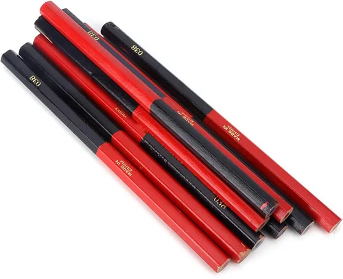 Vista 6 de Naroote Lápices de construcción, 10 Uds. Lápices de carpintero duro, rojo, azul, 2 núcleos, hexágono, 2 cabezas, bricolaje, carpintería, marcador