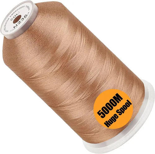 Vista 43 de New brothread - Bobina única de 5000 m de hilo de poliéster para máquina de bordar de 40WT para máquinas comerciales y domésticas - Verde opalino