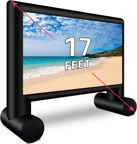 Vista 7 de XHYCPY Pantalla de proyector inflable de 15 pies para exteriores con soplador de aire y bolsa de almacenamiento, fácil de instalar, proyección