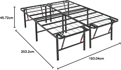Vista 49 de Marco de cama plegable de metal de 14 pulgadas con montaje sin herramientas, no necesita un somier - completo - Básicos de Yaxa
