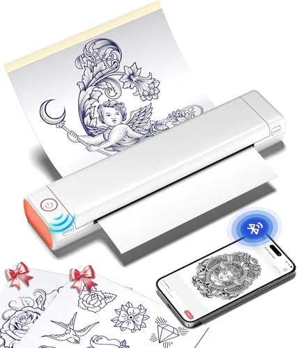 Vista 12 de Phomemo Impresora de plantilla de tatuaje, impresora térmica inalámbrica M08F con 10 piezas de papel de transferencia, compatible