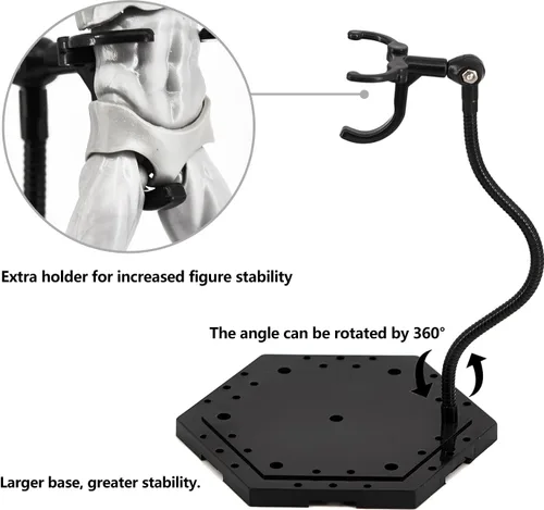 Vista 4 de 3 Pack Black Action Figure Stand,Action Figure Display Holder Stand Base,Compatible with HG RG SD SHF Gundam 1/144 Toy,Doll Stop Motion Holder Stand