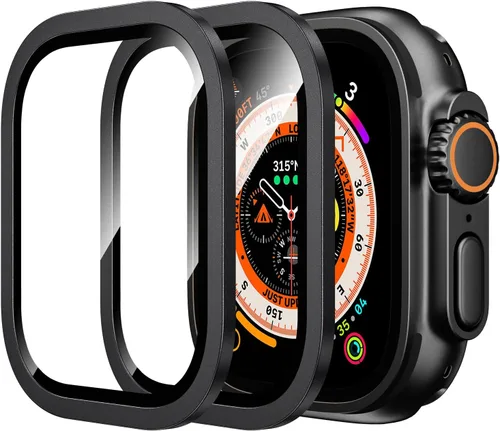 Vista 12 de WSKEN para Apple Watch Ultra 3/Ultra 2/Ultra Protector de pantalla 49mm, vidrio templado 9H + marco de aleación de titanio, [Mantener original]