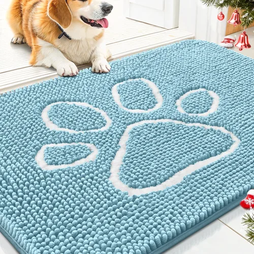 Vista 36 de Smiry Tapete para puerta de perro para patas fangosas, absorbente que atrapa la suciedad, antideslizante, de secado rápido, lavable, tapete