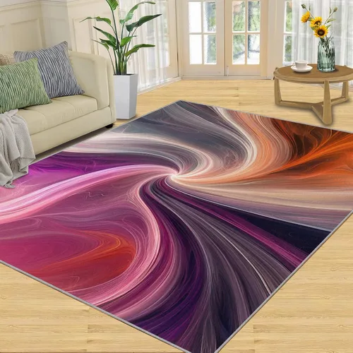 Abstract Swirl Rugs for Bedroom, Gradient Wave Area Rug, Flowing Color Rugs for Living Room, Indoor Non-Slip Rug, Machine Washable Carpet for Front