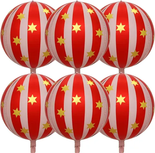 Globos de carnaval, globos de aluminio rojos y rosados, 22Luch para decoraciones de fiesta temática de circo, decoración de fiesta retro, paquete de