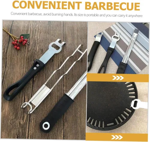 Vista 6 de HANABASS Accesorios de parrilla para parrilla al aire libre, parrilla de mesa coreana, pinza de cocina, elevador de rejilla universal para barbacoa