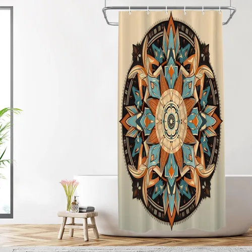 Vista 786 de Shrahala Father and Child Embracing No Hooks Shower Curtain with Snap in Liner Set, Tender Moment Captured Bathroom Décor Polyester Fiber Waterproof