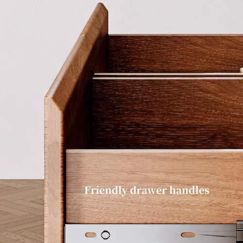 Vista 5 de Cómoda de 6 cajones, cómoda de mediados de siglo de 47 pulgadas de ancho, cómoda de madera con 6 cajones de almacenamiento para dormitorio, sala