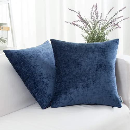 Vista 2 de HWY 50 - Juego de fundas de almohada azul marino de 16x16 pulgadas para sofá, sala de estar y cama, fundas de almohada decorativas de cachemira