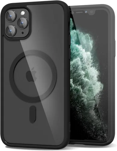 Vista 71 de oakxco Funda magnética transparente compatible con Magsafe, delgada, transparente, no amarillea, híbrida de silicona suave y cubierta protectora