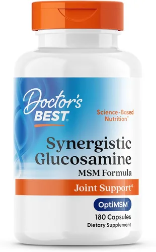 Doctor's Best Glucosamina sinérgica con fórmula MSM – Suplemento de apoyo a la salud articular para mujeres y hombres, cuenta con vitamina C,