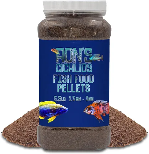 Vista 10 de RON'S CICHLIDS Alimento cíclido africano, pellets de alimentos tropicales prémium con proteínas, verduras y frutas para peces tropicales más