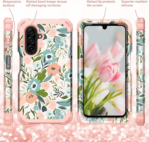 Vista 155 de Hocase Funda para Galaxy A13 5G, resistente a prueba de golpes, protección de goma de silicona suave, funda protectora híbrida de plástico duro