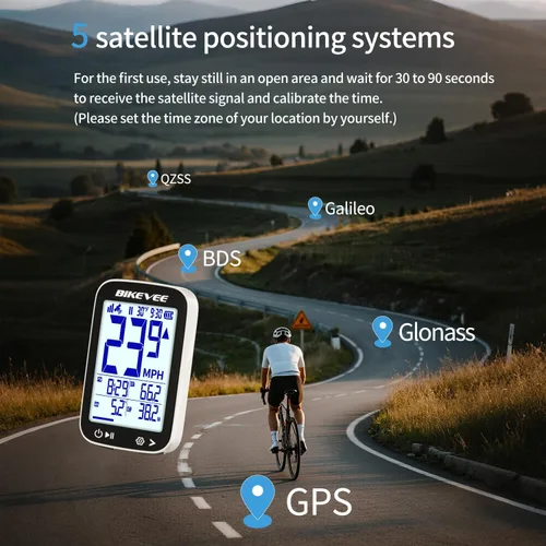 Vista 6 de Velocímetro de Bicicleta GPS Ordenador de Ciclismo Inalámbrico – Inicio/Parada Automática, Retroiluminación Automática, Odómetro de Bicicleta