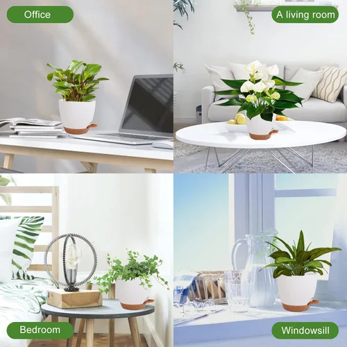 Vista 6 de Vanslogreen Macetas para Plantas de Interior Paquete de 5 Maceteros de Riego Automático, Macetas de Riego Automático de 7/6.5/6/5.5/5 Pulgadas