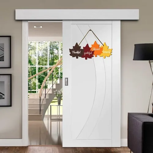 Vista 4 de KPSheng Letreros de madera con diseño de hojas de arce de otoño, decoración de madera para la cosecha de otoño, granja, casa, oficina, pared, 11.6 x