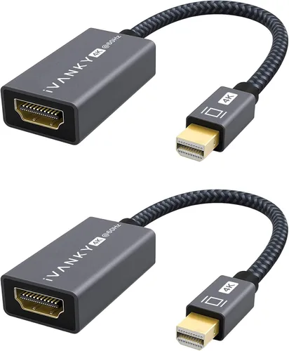 Vista 11 de IVANKY Adaptador Mini DisplayPort a HDMI 4K@30Hz Paquete de 2, Thunderbolt 1 y 2 a HDMI, Adaptador Mini DP a HDMI para MacBook Air/Pro, Surface
