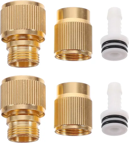 Vista 9 de Yardwe Kit de reparación de manguera de agua de conector rápido de grifo, accesorios de latón, manguera expansible, manguera de latón, conector