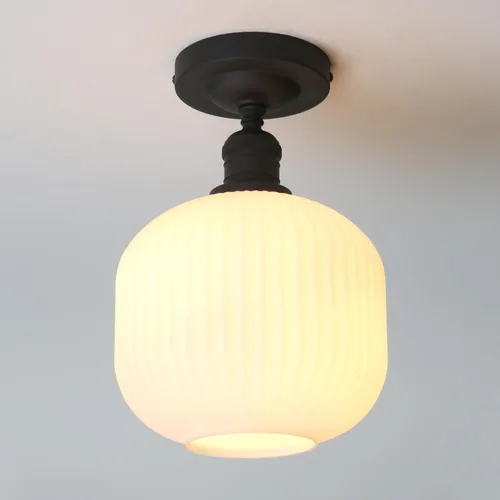 Vista 8 de Pathson Vintage Flush Mounted Ceiling Light with Milk White Glass, Modern Ceiling Lamp Fixture for Farmhouse Hallway Foyer Loft Living Room Bedroom